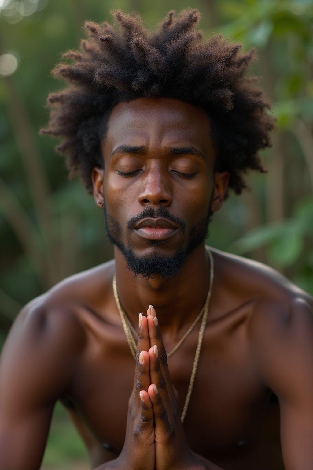 man practicing breathwork or pranayama