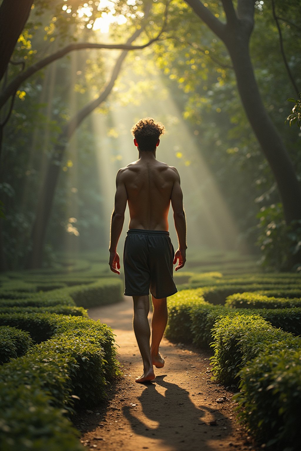 man in a labyrinth or walking a sacred path