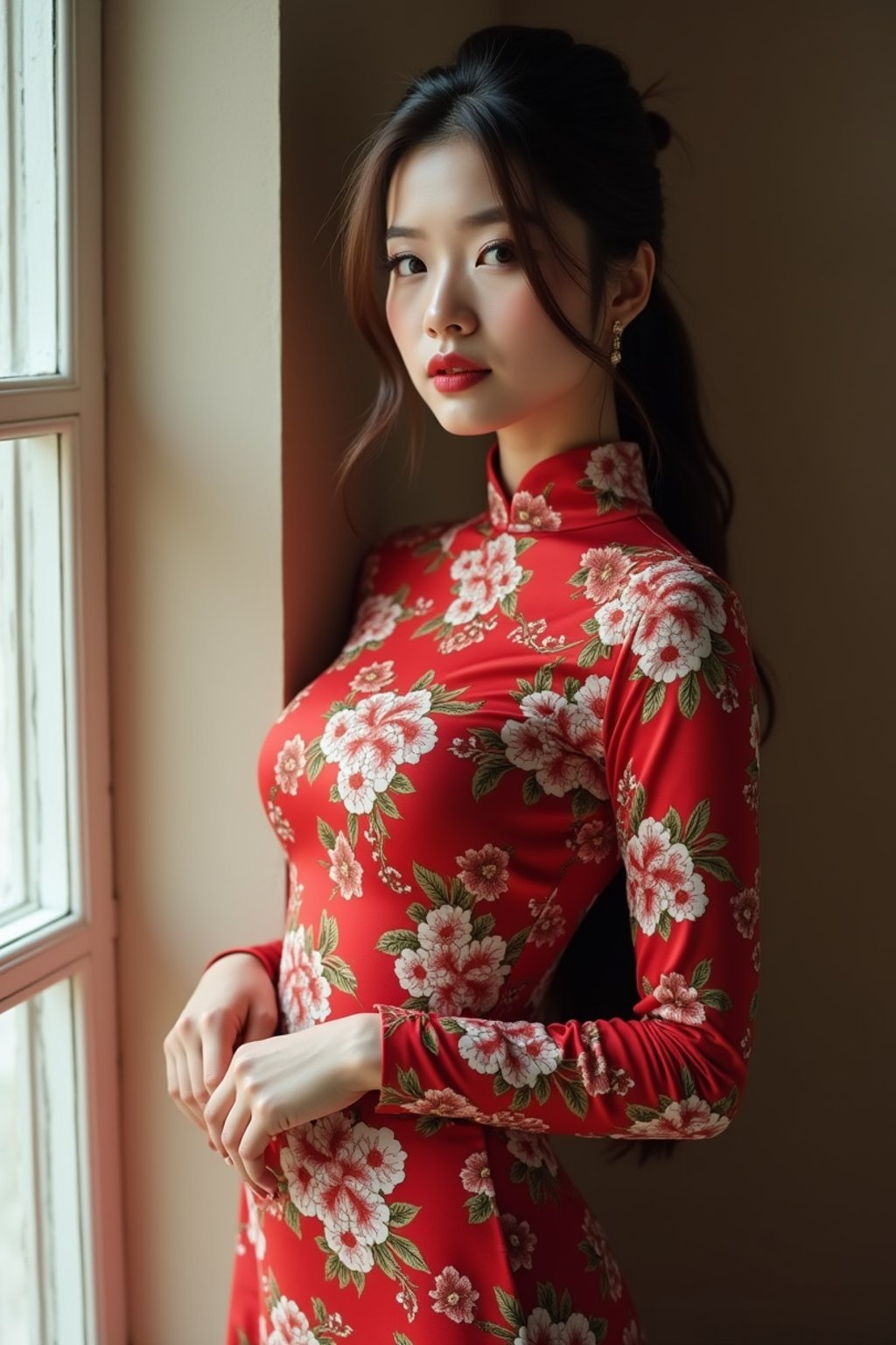 an insanely beautiful woman as an AI girlfriend with hourglass figure wearing Instagram outfit, instagram photo, instagram