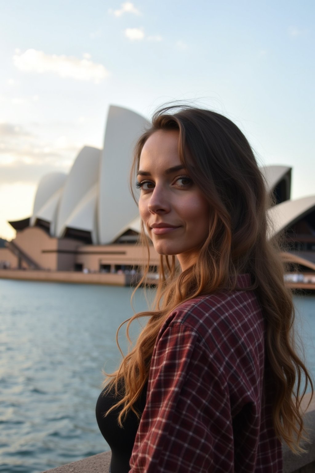 woman as digital nomad in Sydney with the Sydney Opera House in the background