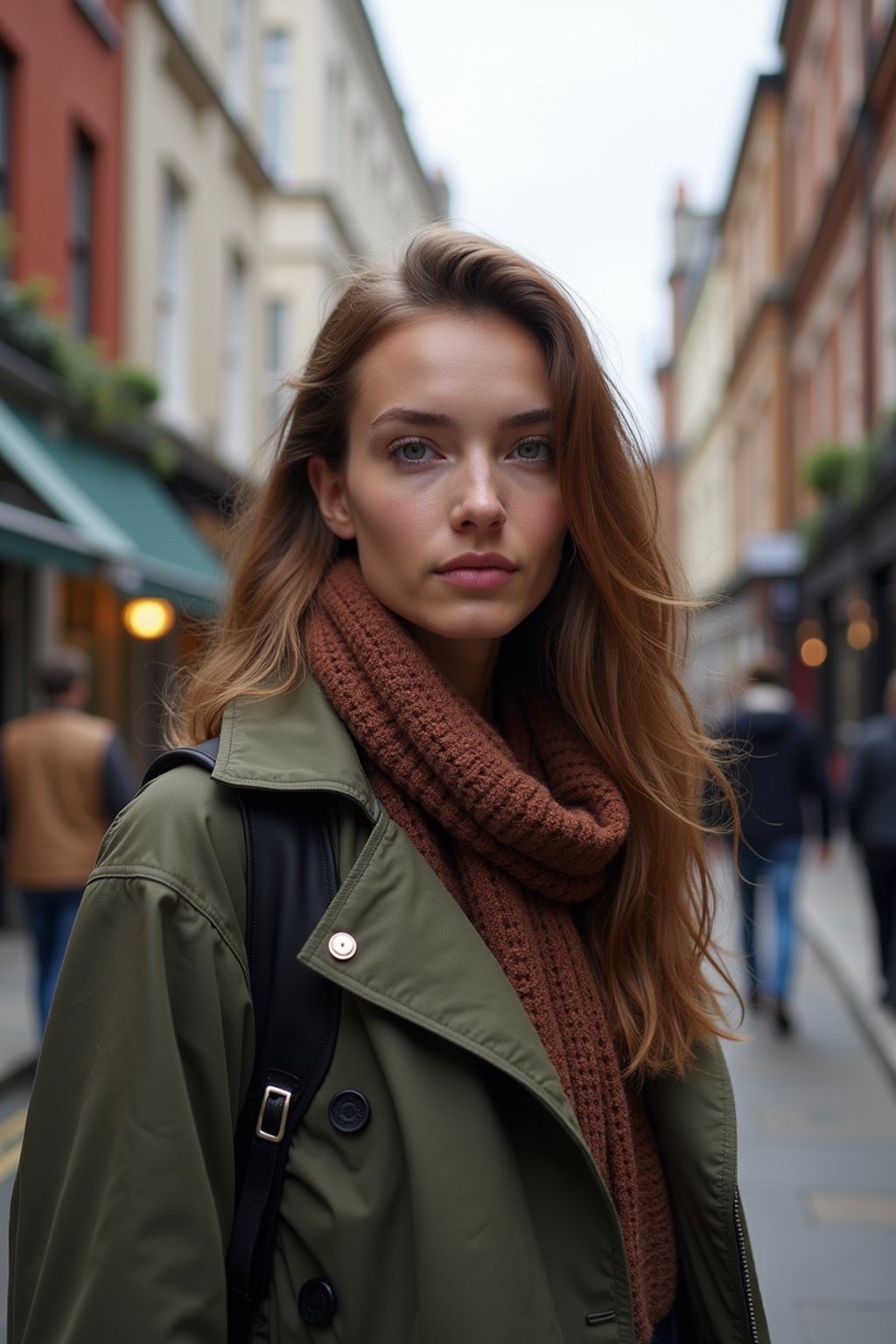 woman as digital nomad in London in Soho background