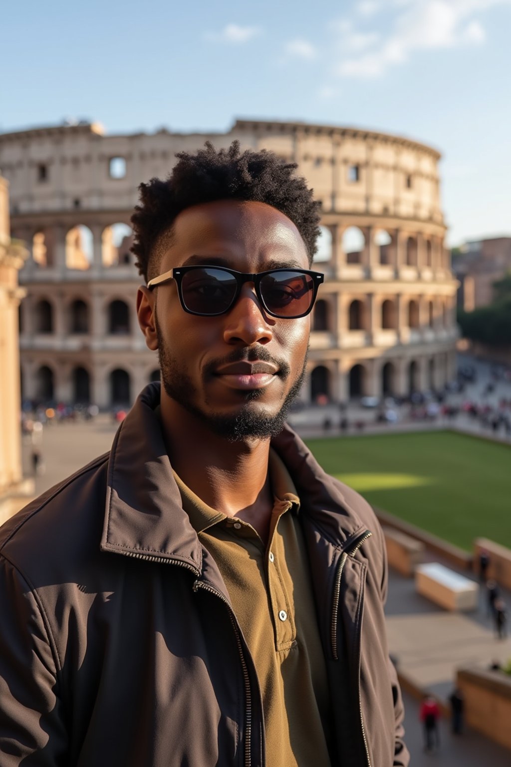 man as digital nomad in Rome with the Colosseum in the background