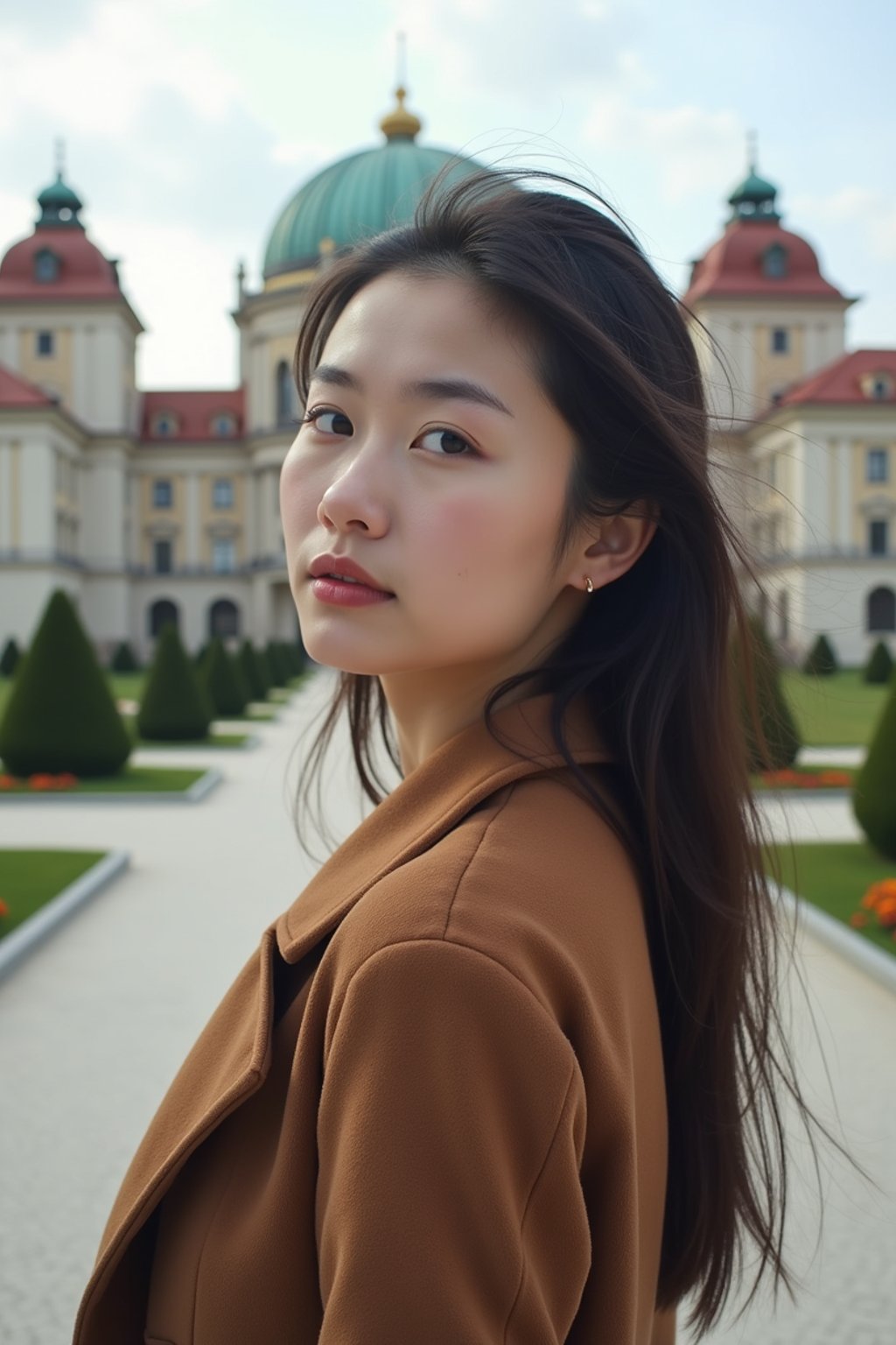 woman as digital nomad in Vienna with the Schönbrunn Palace in the background