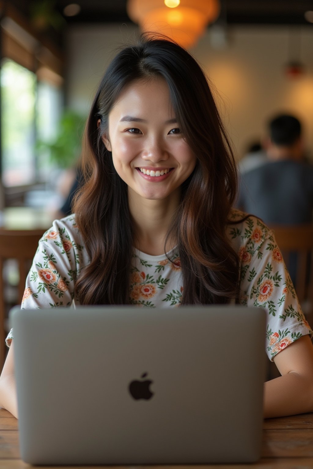 woman as digital nomad in Chiang Mai in front of coworking