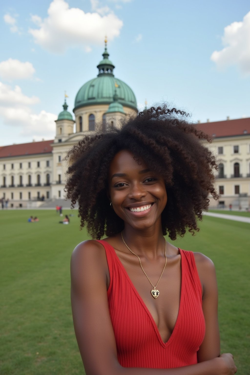 woman as digital nomad in Vienna with the Schönbrunn Palace in the background