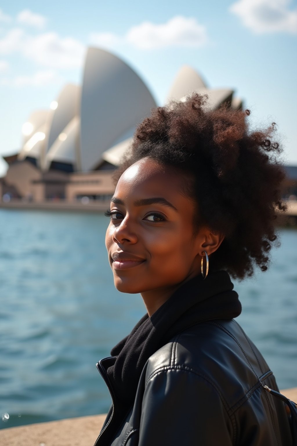 woman as digital nomad in Sydney with the Sydney Opera House in the background