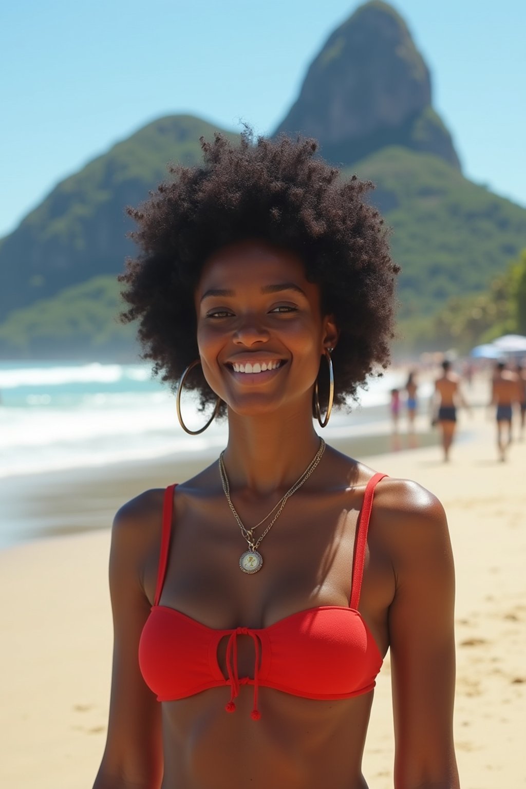 woman as digital nomad in Rio de Janeiro at Ipanema Beach