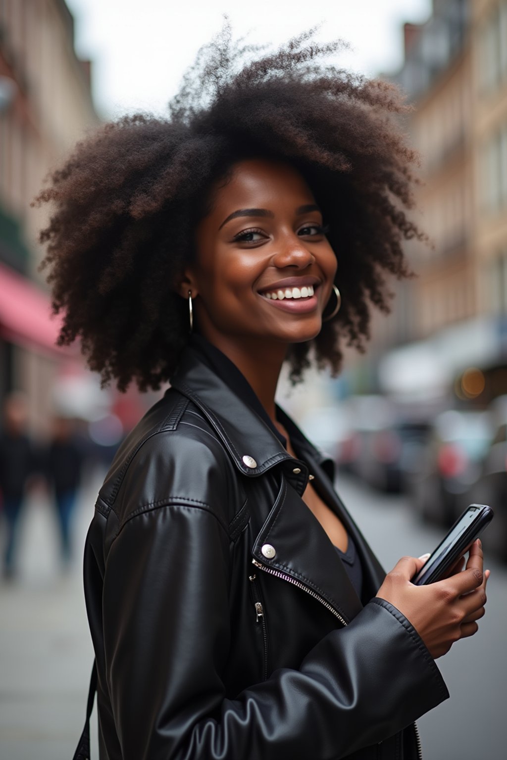 woman as digital nomad in London in Soho background