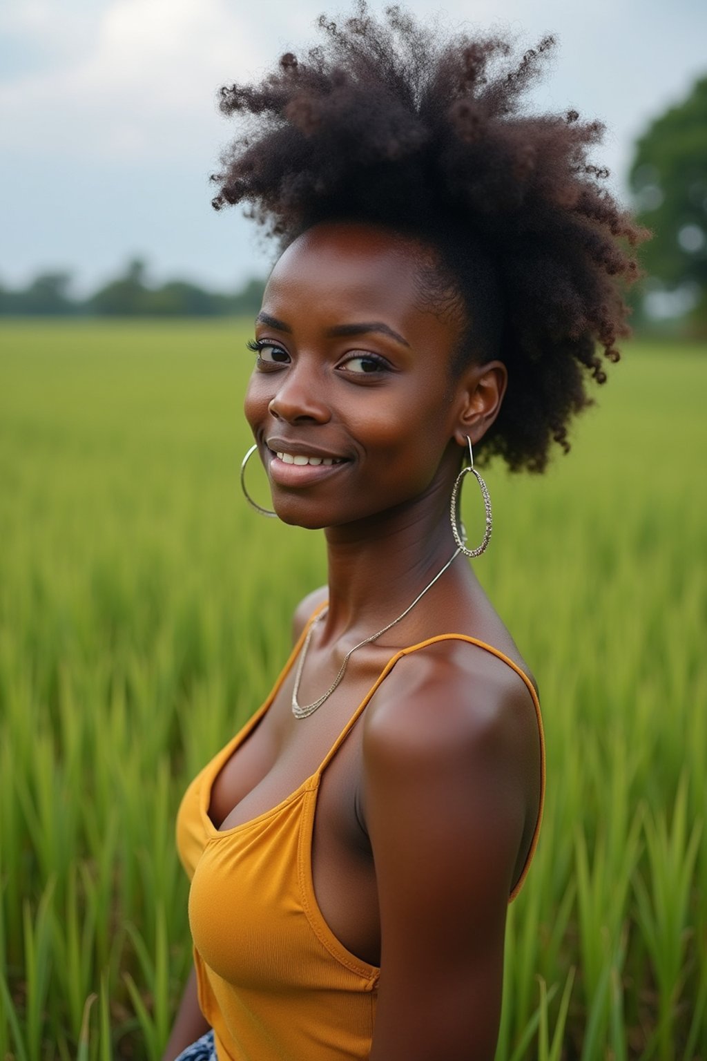 woman as digital nomad in Canggu, Bali near rice fields