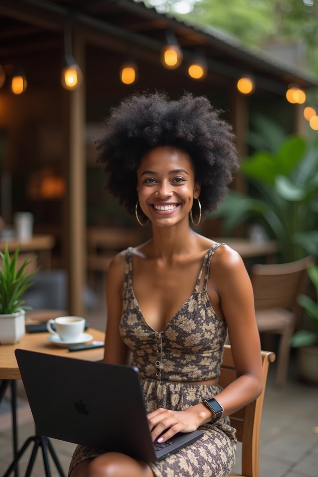 woman as digital nomad in Chiang Mai in front of coworking