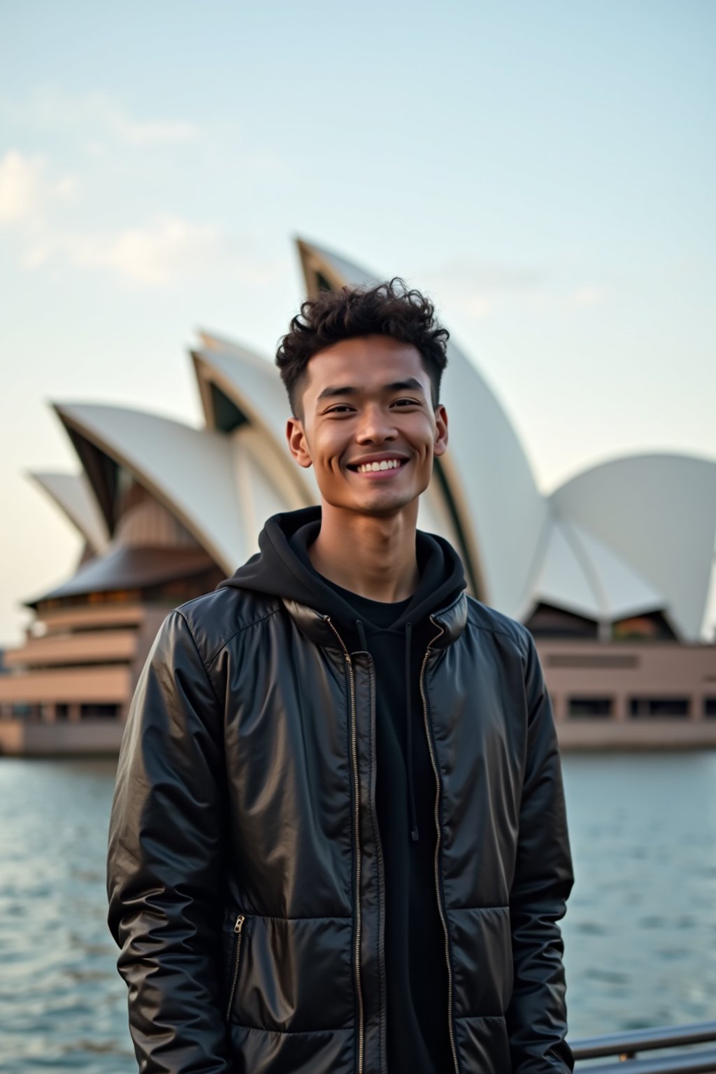 man as digital nomad in Sydney with the Sydney Opera House in the background