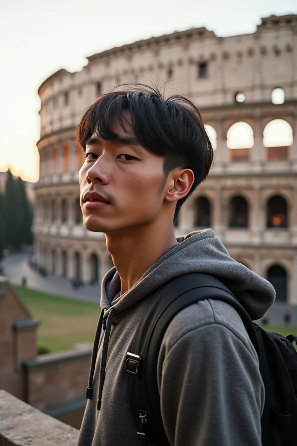 man as digital nomad in Rome with the Colosseum in the background