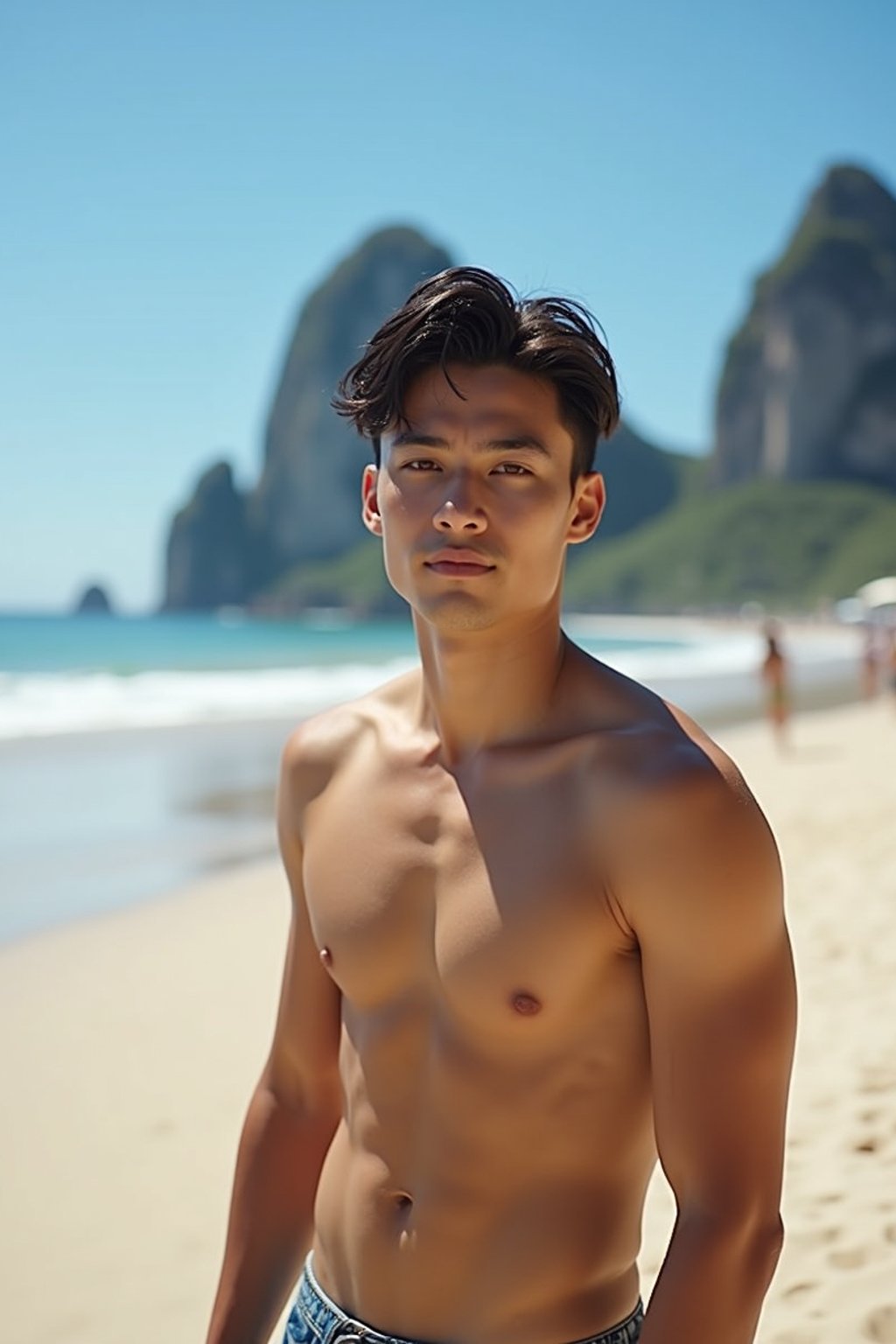 man as digital nomad in Rio de Janeiro at Ipanema Beach