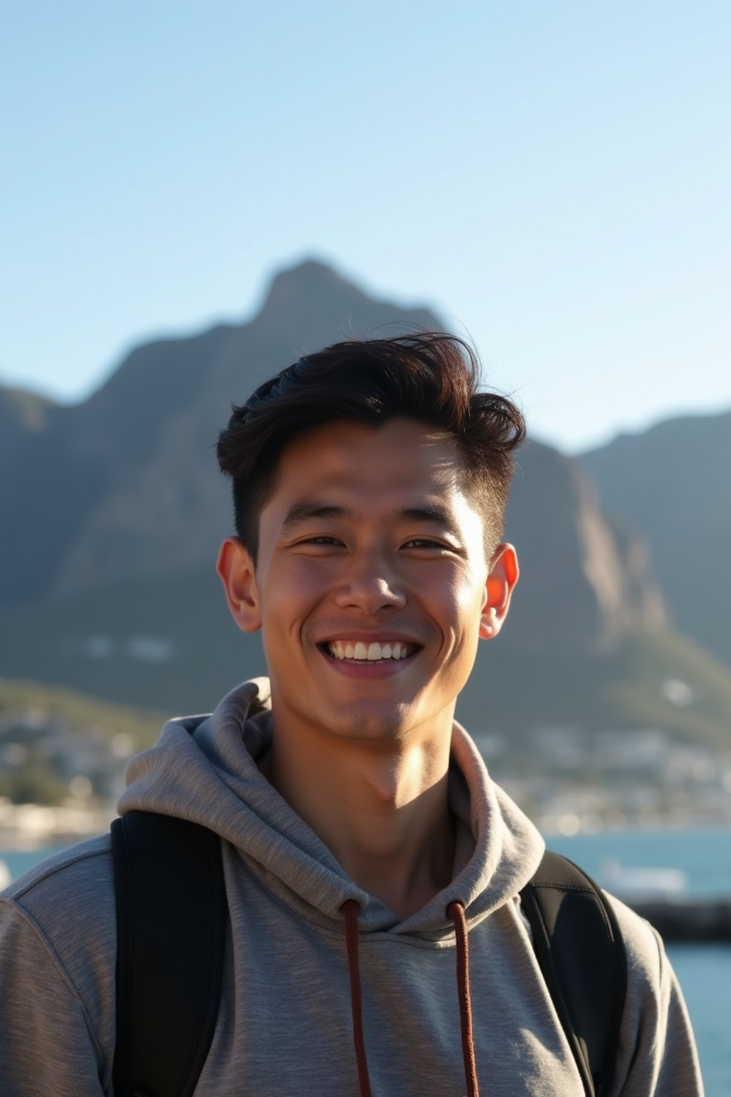 man as digital nomad in Cape Town with the Table Mountain in the background