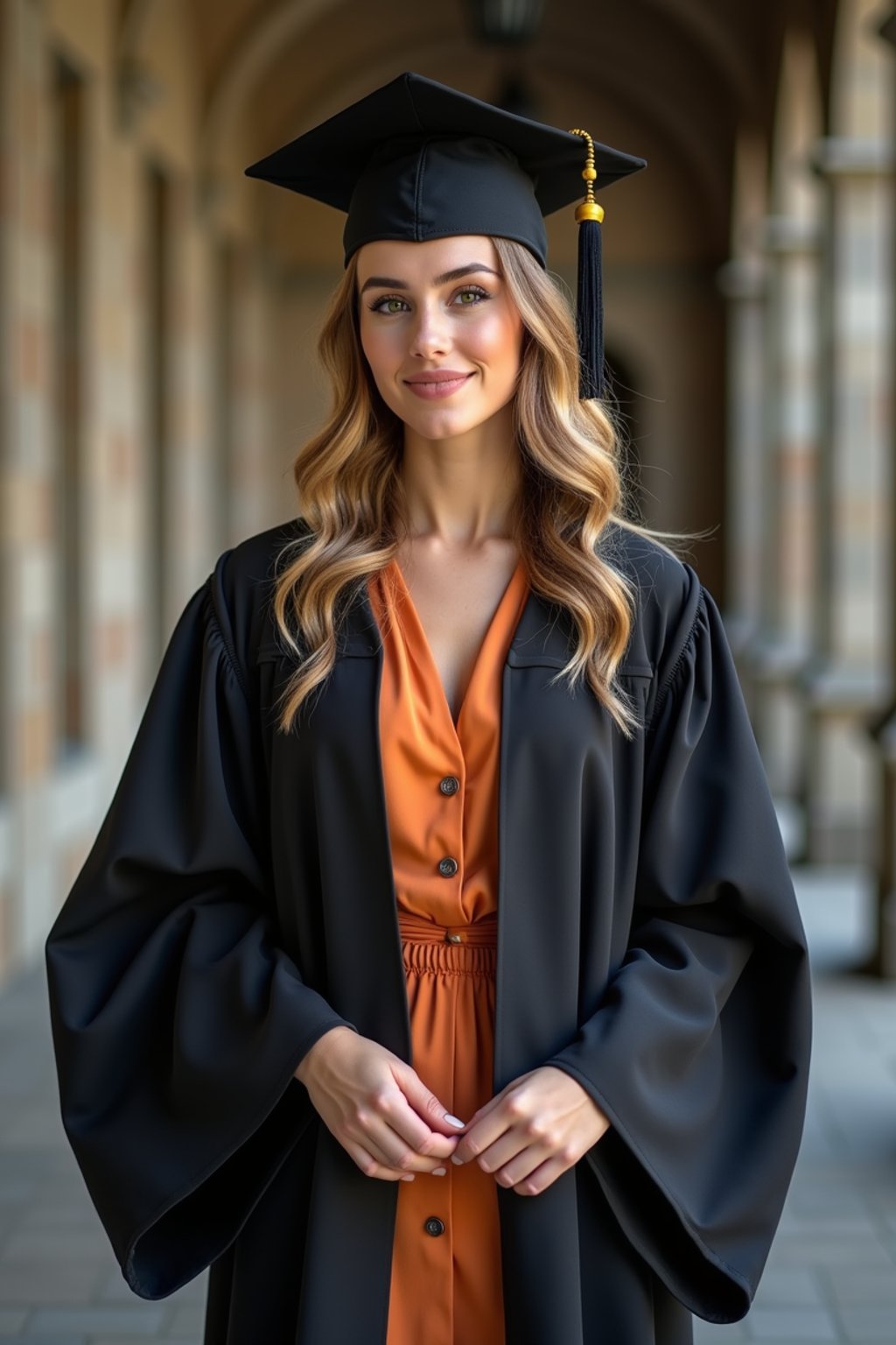 a graduate woman wearing their academic regalia