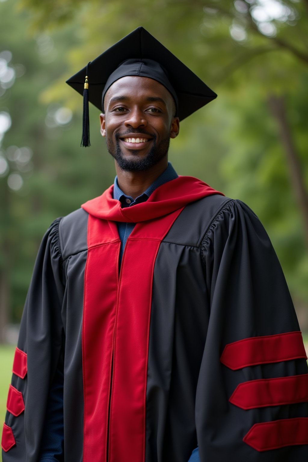 a graduate man in their academic gown