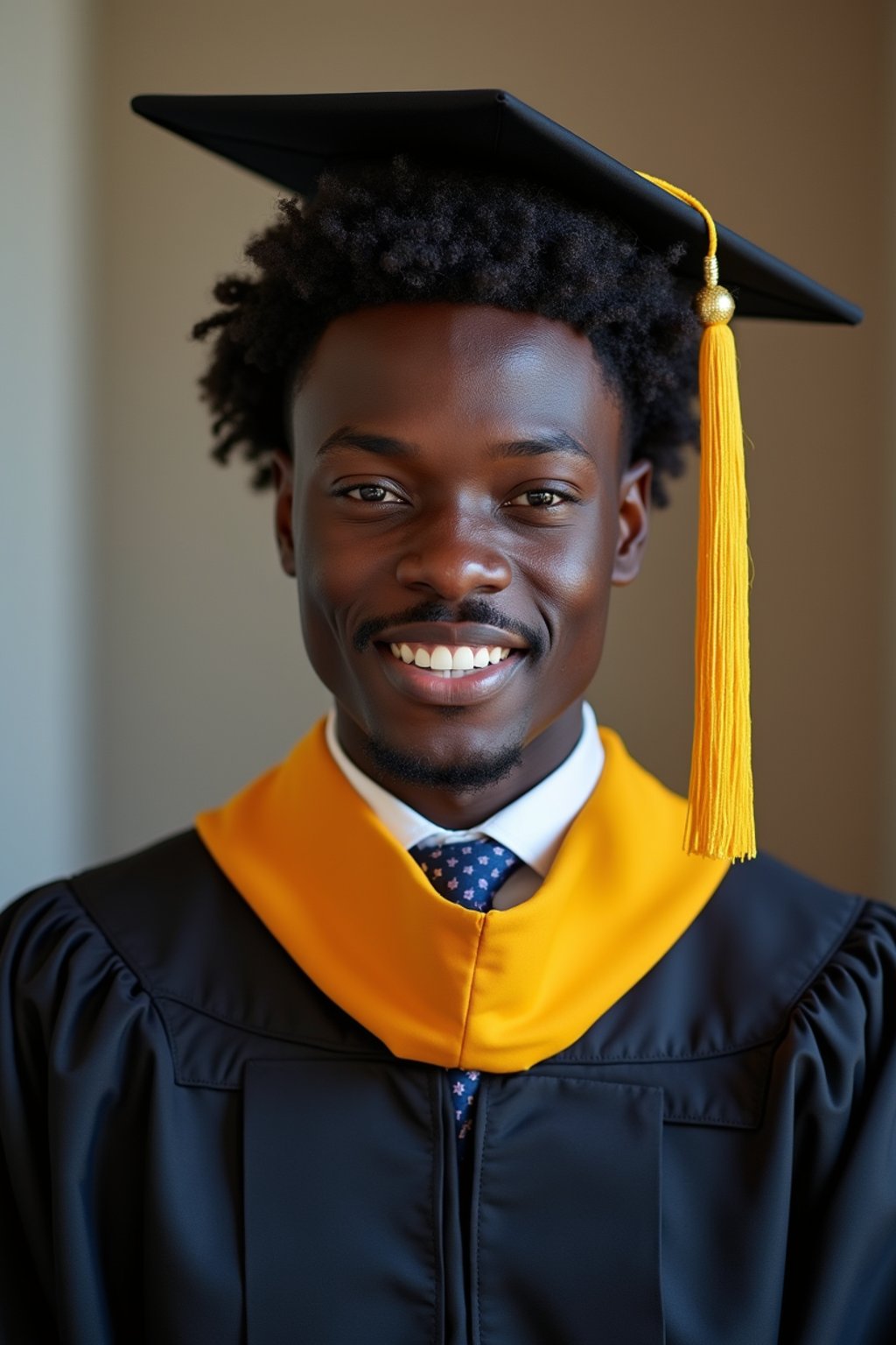 a graduate man in their academic regalia