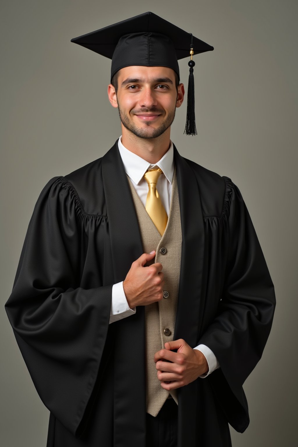 a graduate man wearing their academic regalia