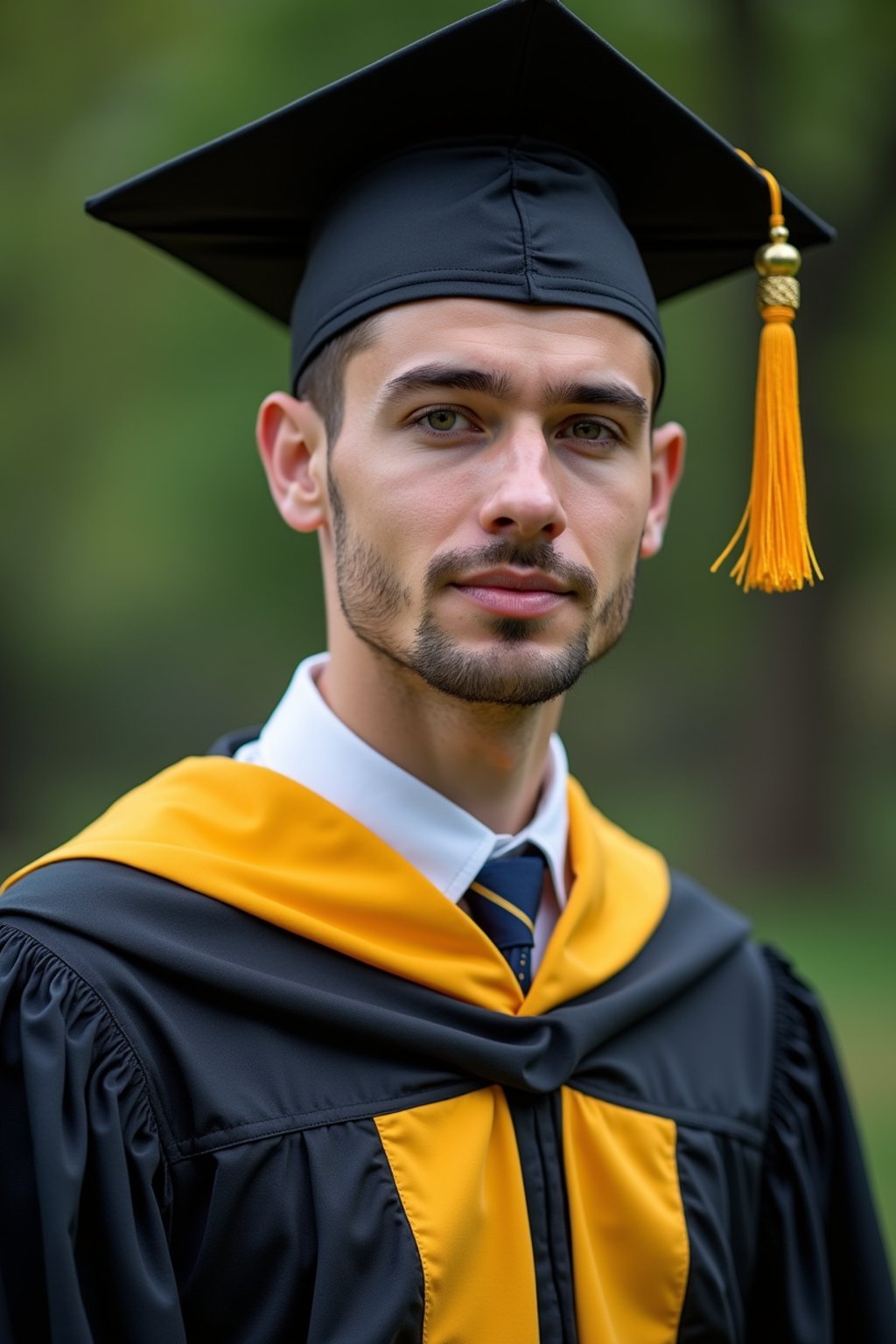 a graduate man in their academic gown