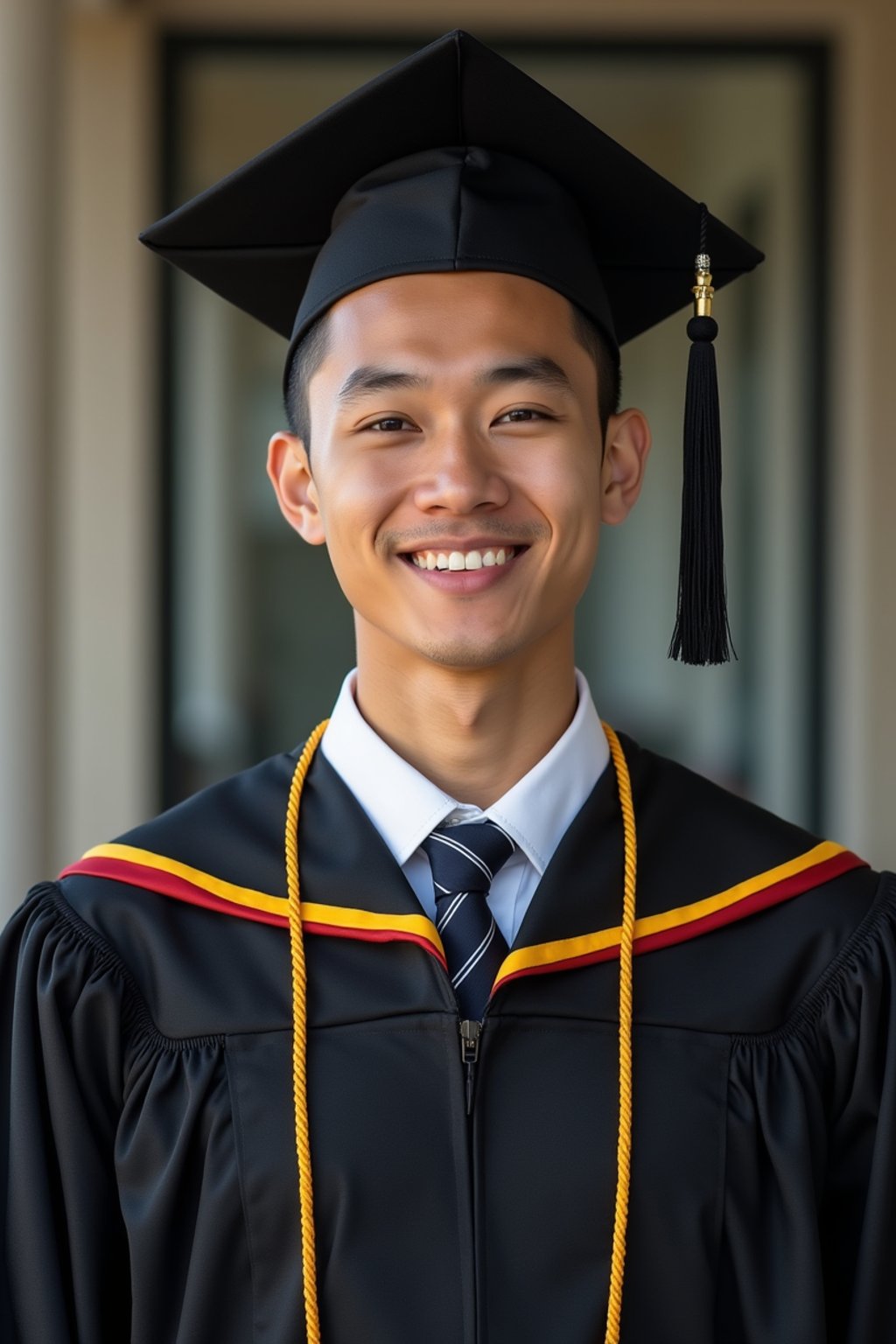 a graduate man in their academic gown