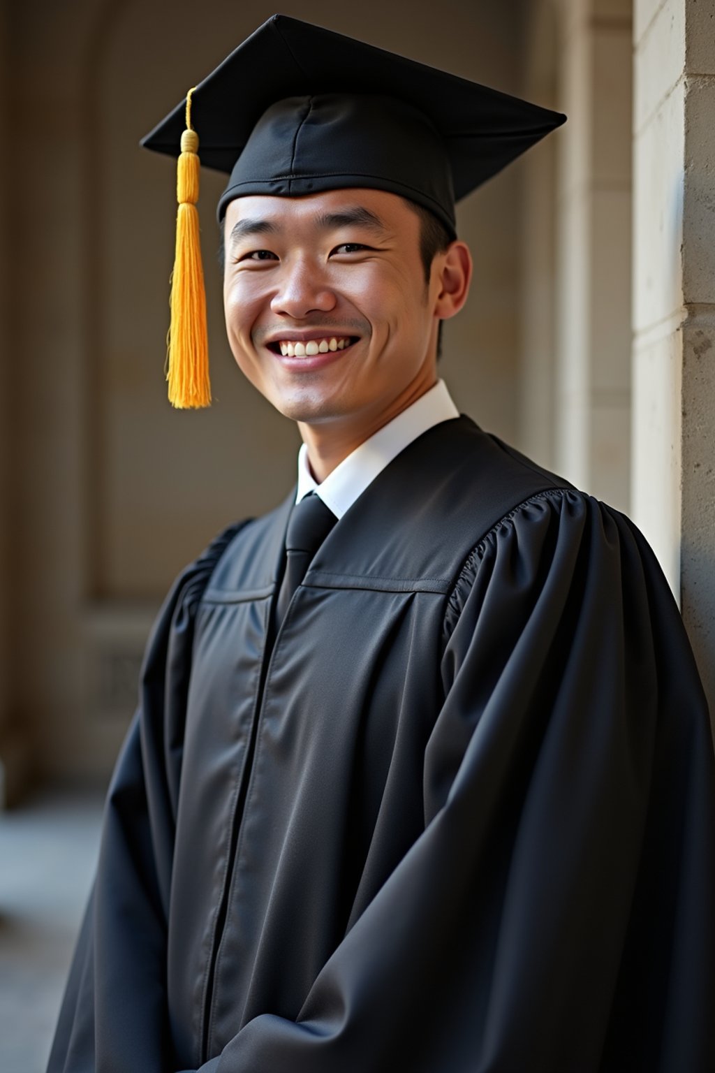 a graduate man in their academic gown