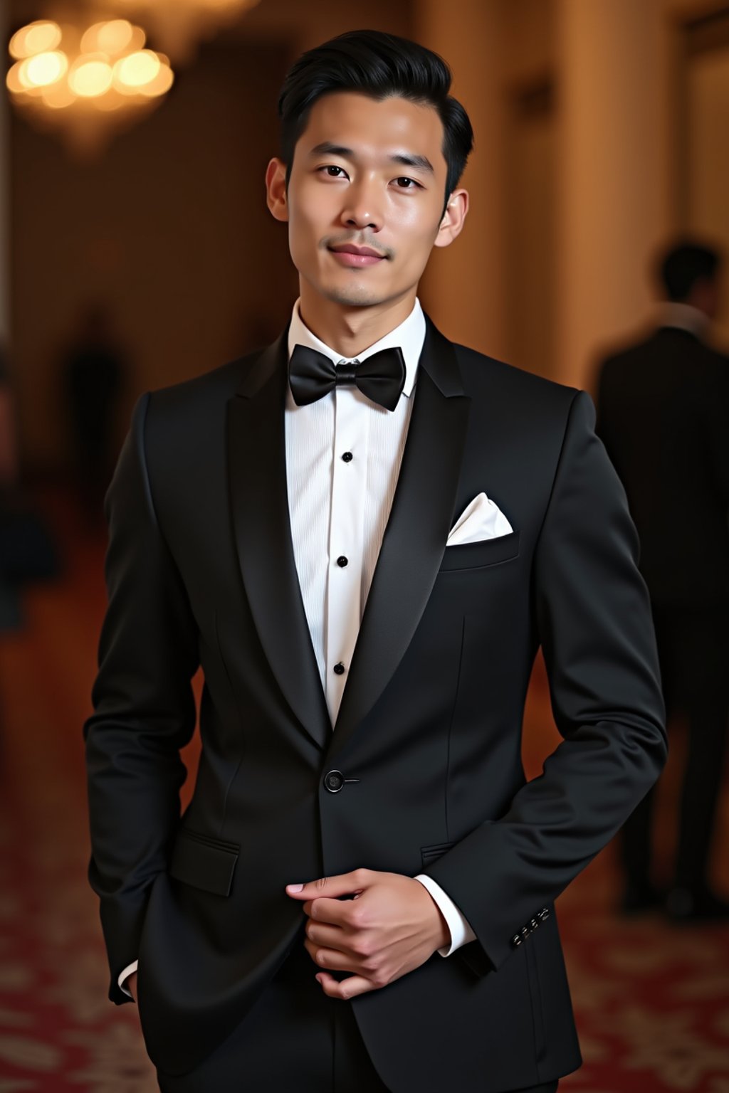 an elegant masculine  man attending a formal event