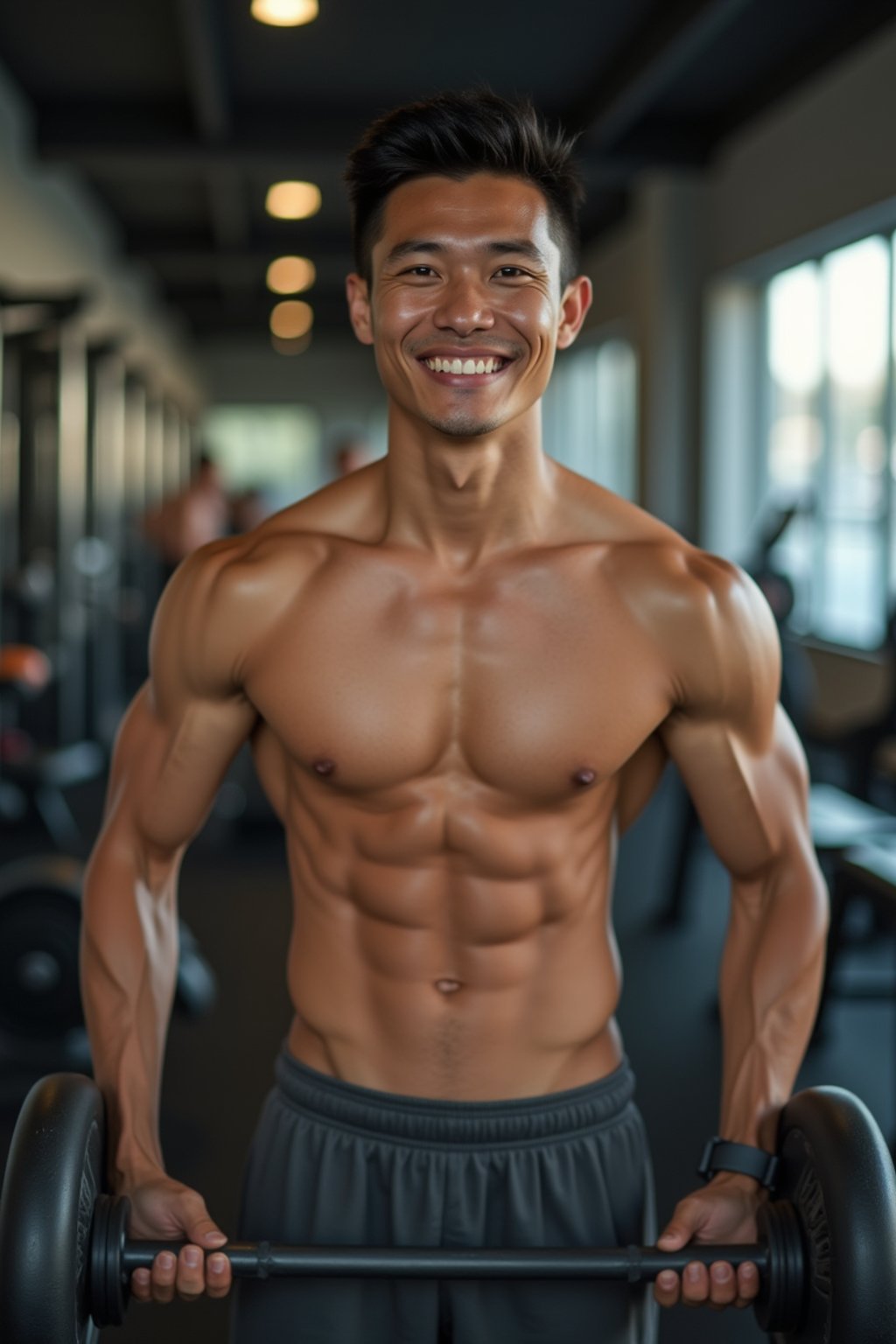 a confident masculine  man engaging in a fitness routine