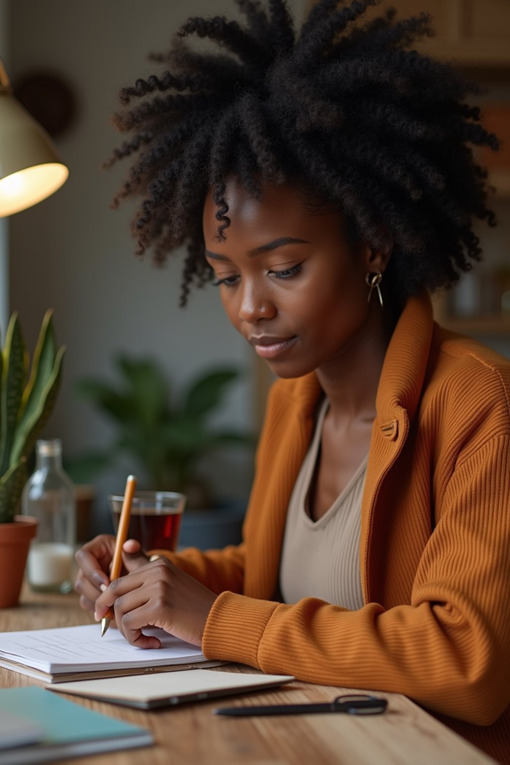 feminine woman engaging in a hobby or craft