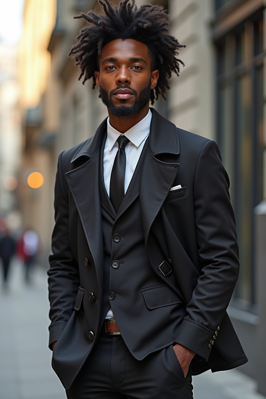 a confident masculine  man dressed in stylish attire