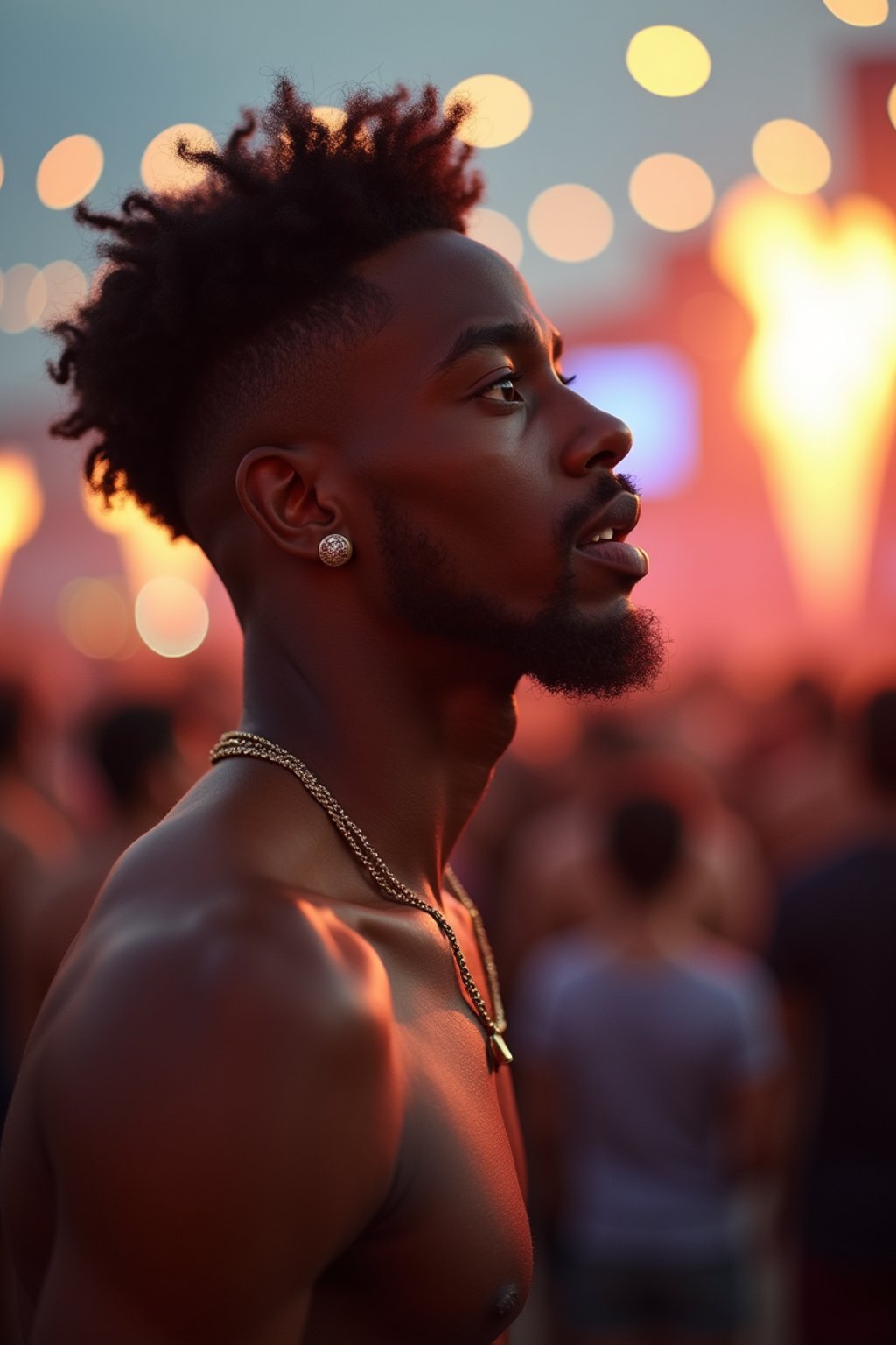 masculine  man enjoying a concert or music festival