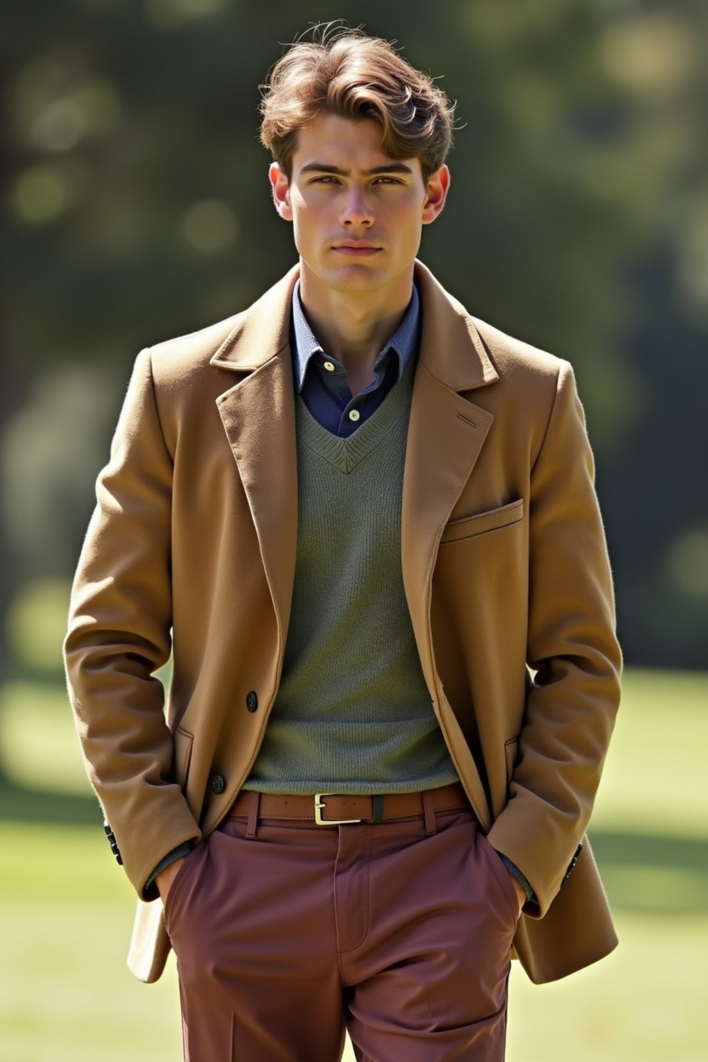 a man in preppy style, old money aesthetic, posh style, elite school stlye, luxurious style, gossip girl neo-prep style, ralph lauren style, country club style, ivy league style