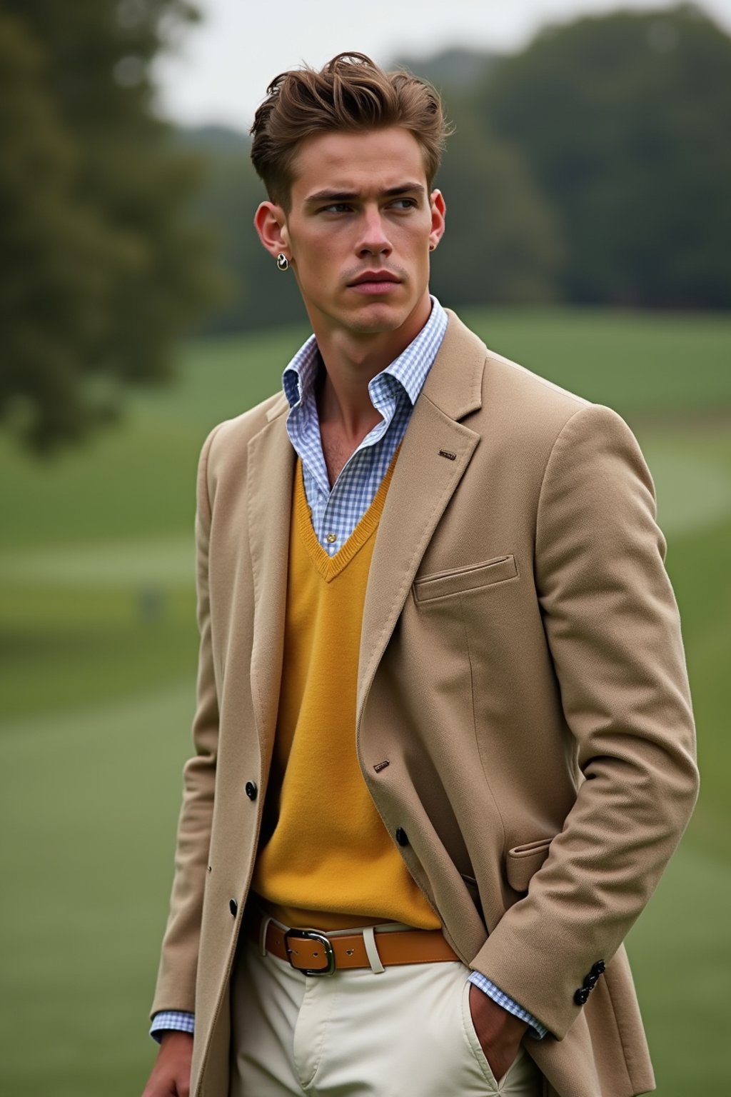 a man in preppy style, old money aesthetic, posh style, elite school stlye, luxurious style, gossip girl neo-prep style, ralph lauren style, country club style, ivy league style