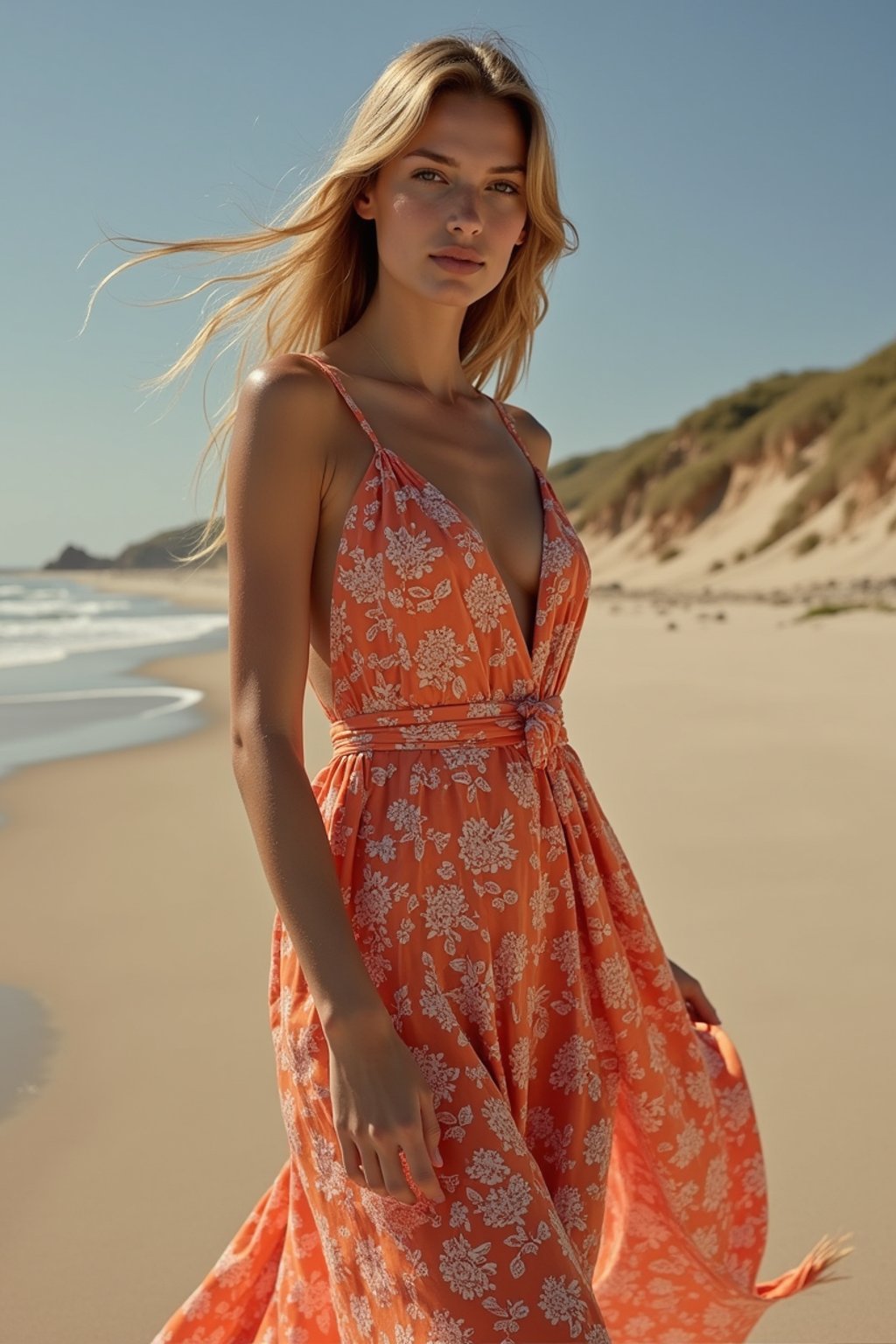 woman wearing summer dress  in try on fashion shoot for Zara Shein H&M