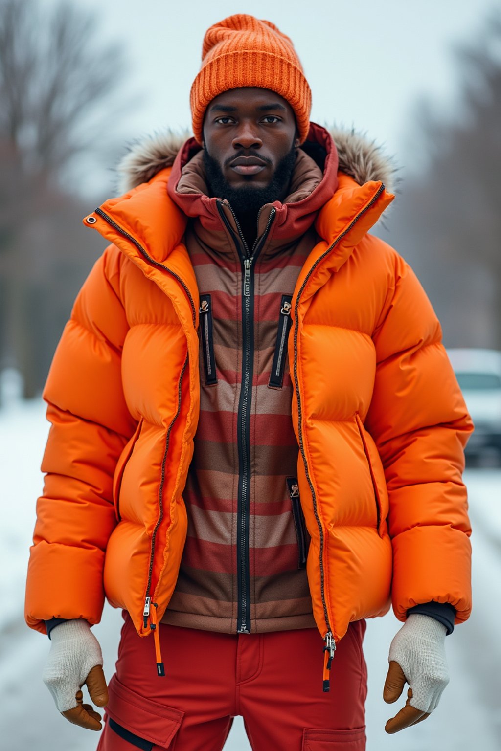 Bright orange puffer jacket best sale