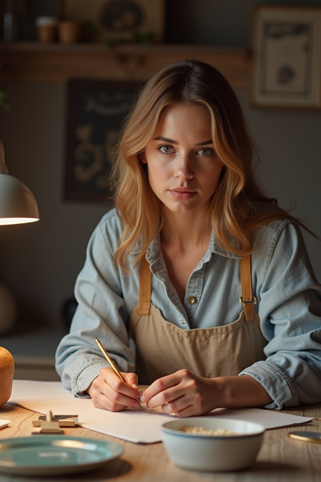 feminine woman engaging in a hobby or craft