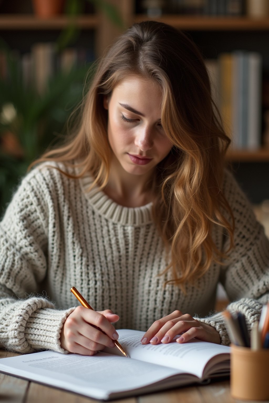 feminine woman engaging in a hobby or craft