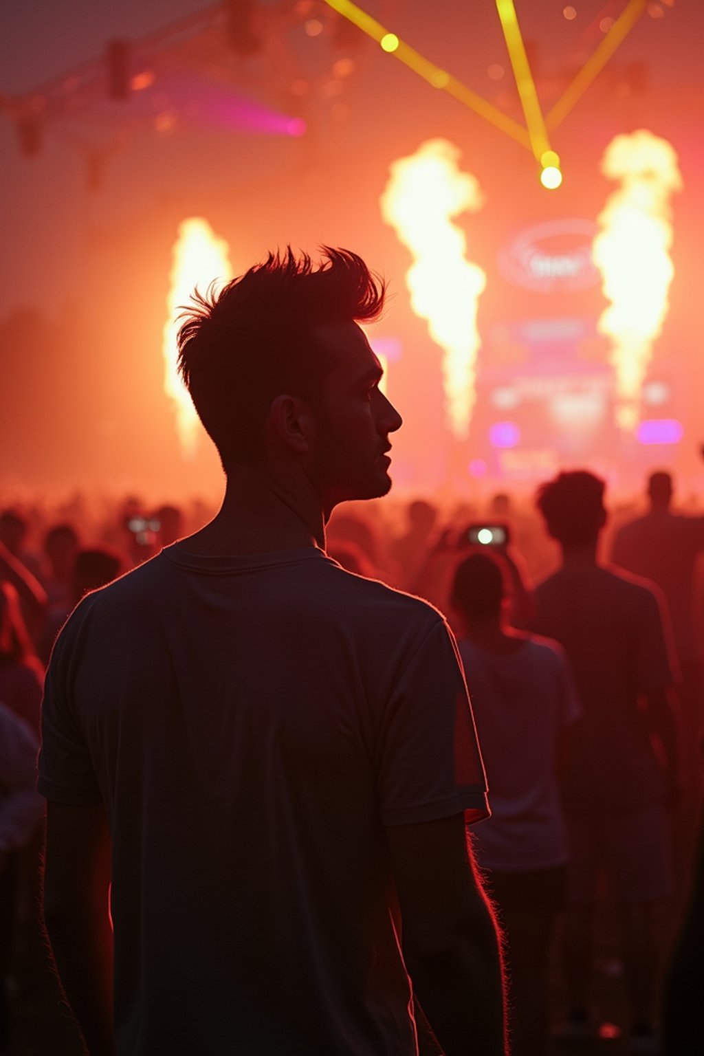 masculine  man enjoying a concert or music festival