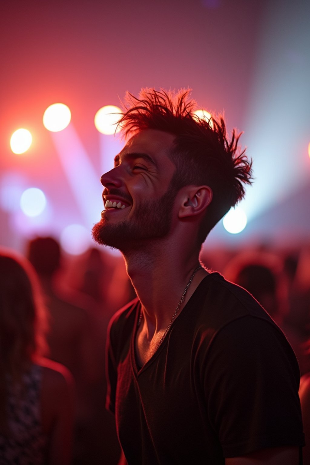 masculine  man enjoying a concert or music festival