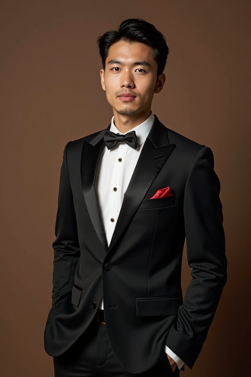 an elegant masculine  man attending a formal event