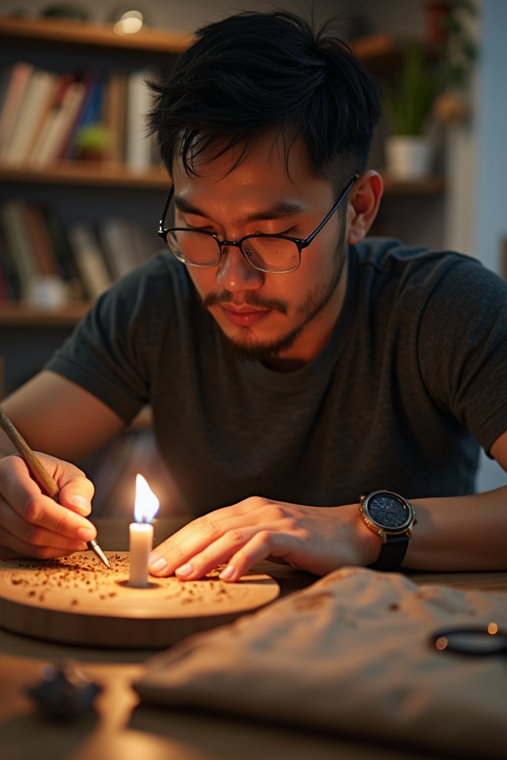 masculine  man engaging in a hobby or craft