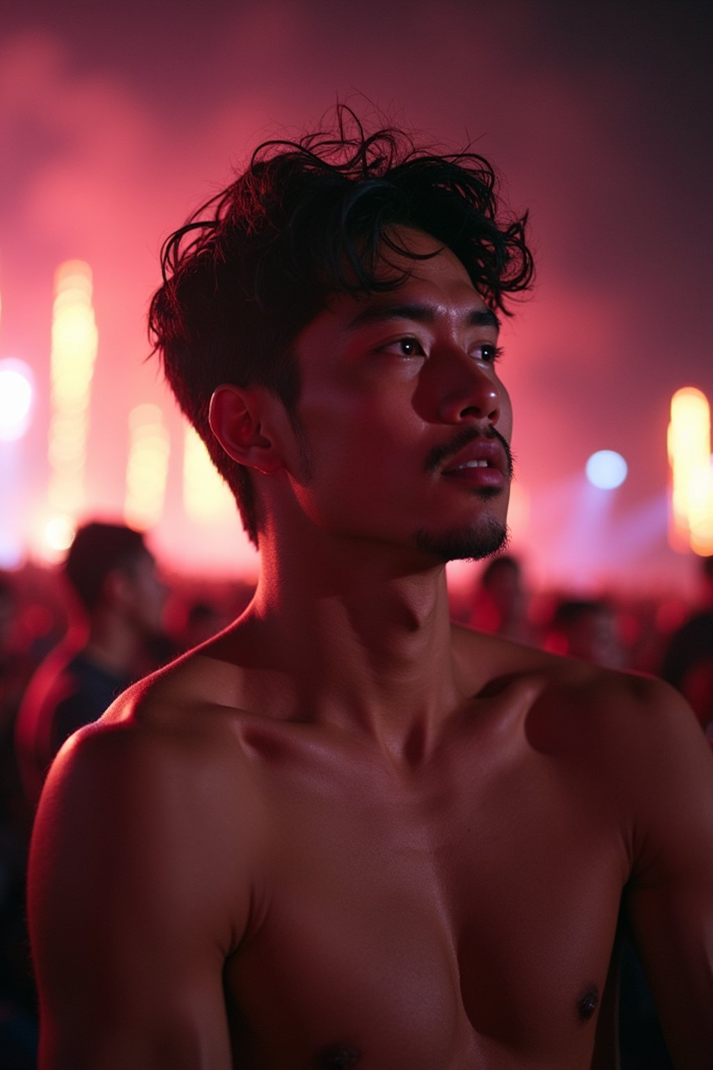 masculine  man enjoying a concert or music festival