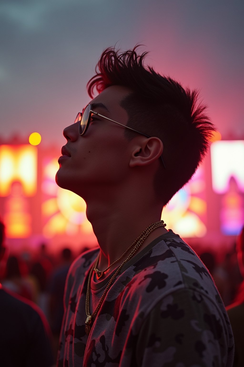 masculine  man enjoying a concert or music festival