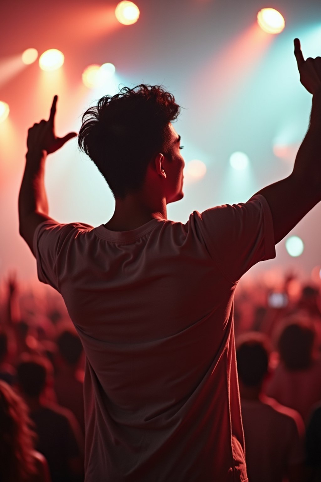 masculine  man enjoying a concert or music festival