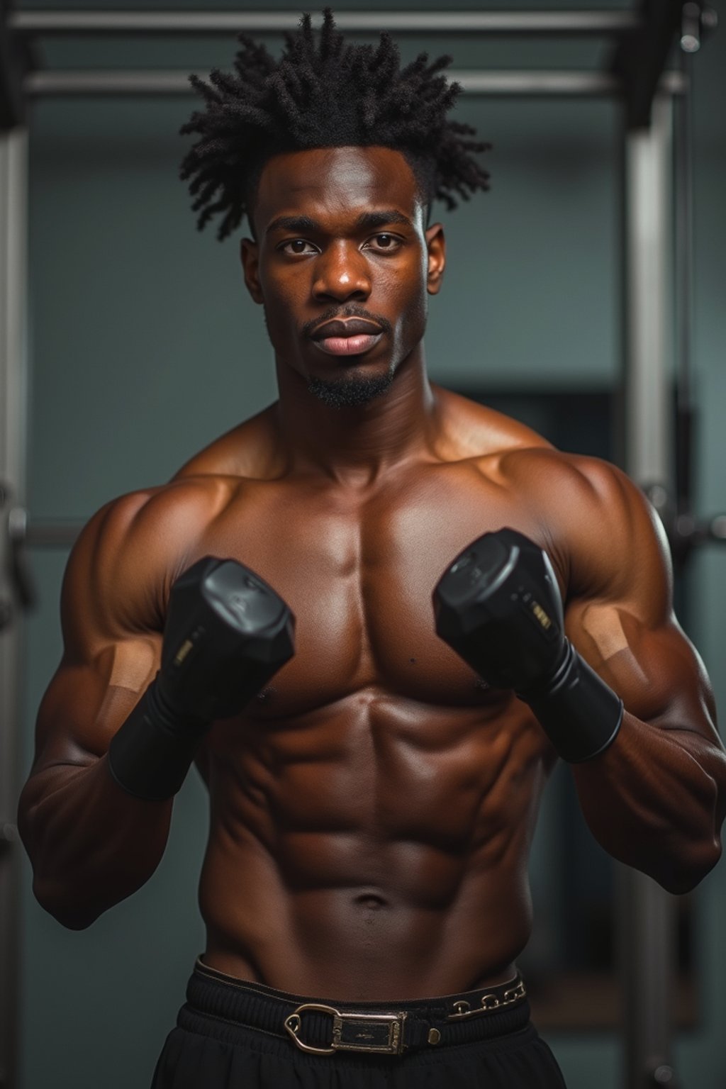 a confident masculine  man engaging in a fitness routine