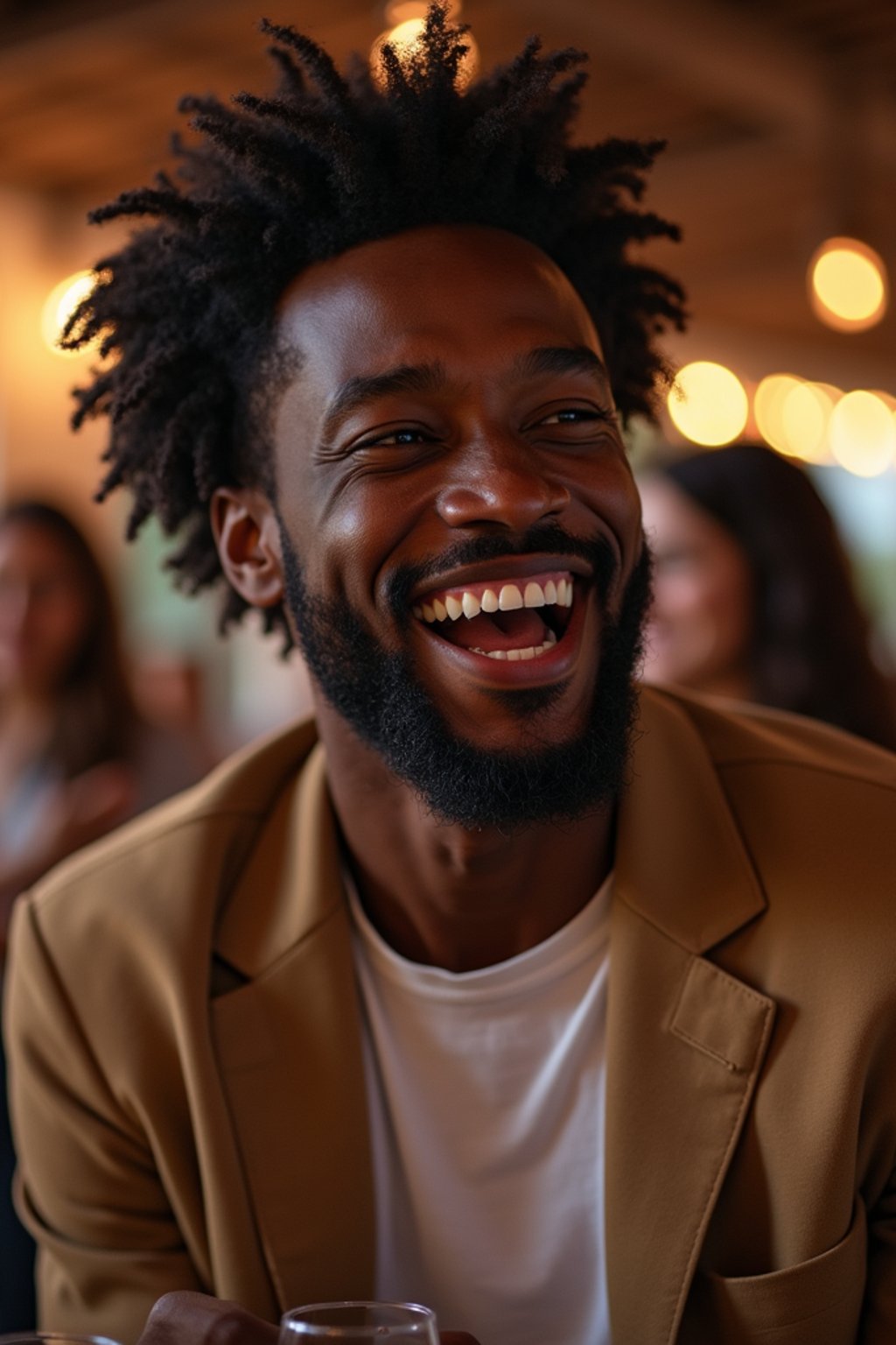 masculine  man laughing and hanging out with friends