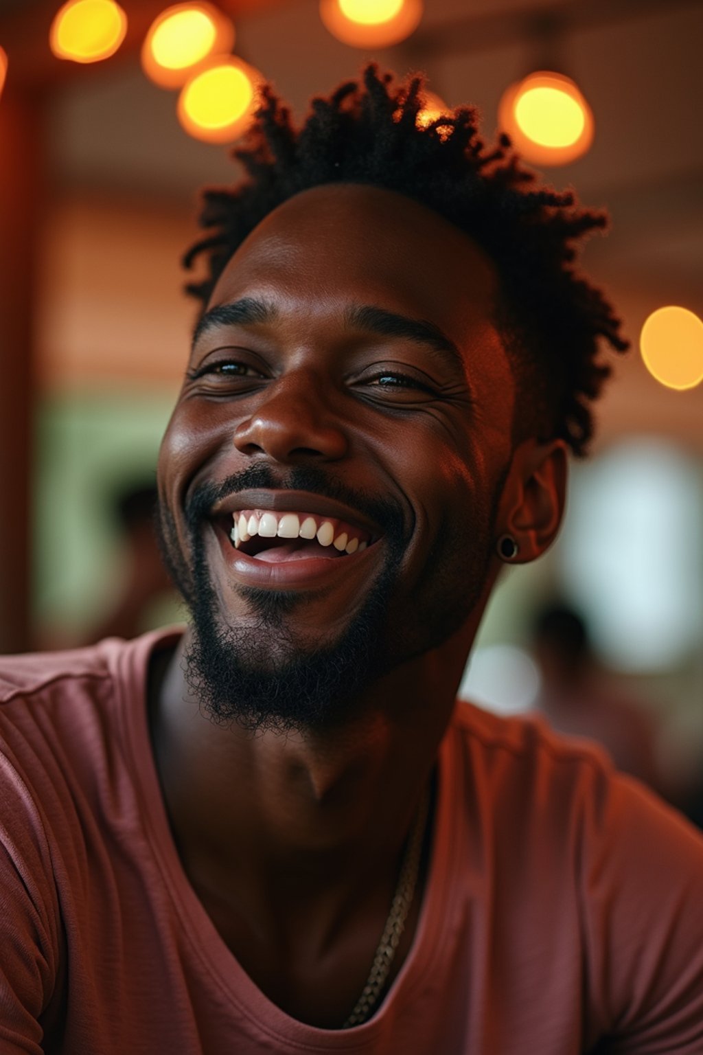 masculine  man laughing and hanging out with friends