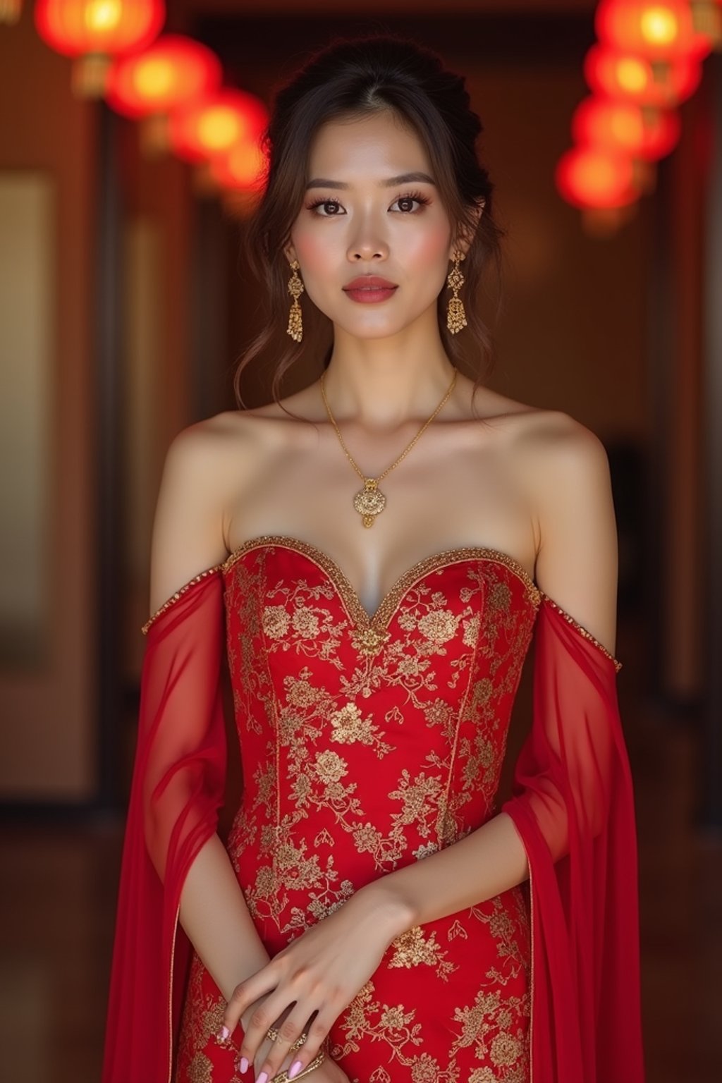 an elegant  feminine woman attending a formal event