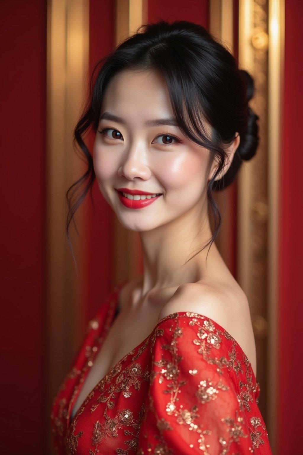 an elegant  feminine woman attending a formal event