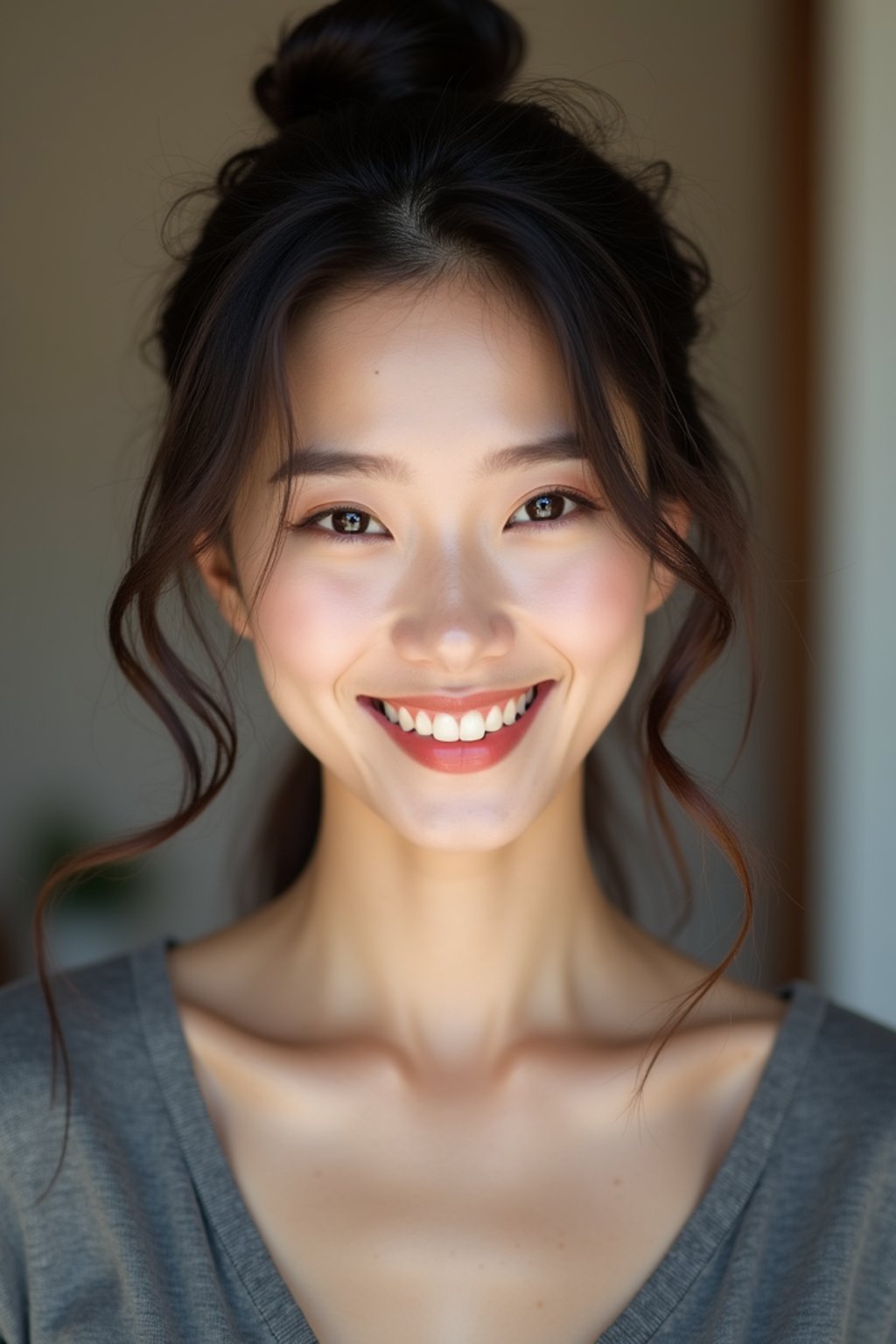 an attractive  feminine woman with a captivating smile