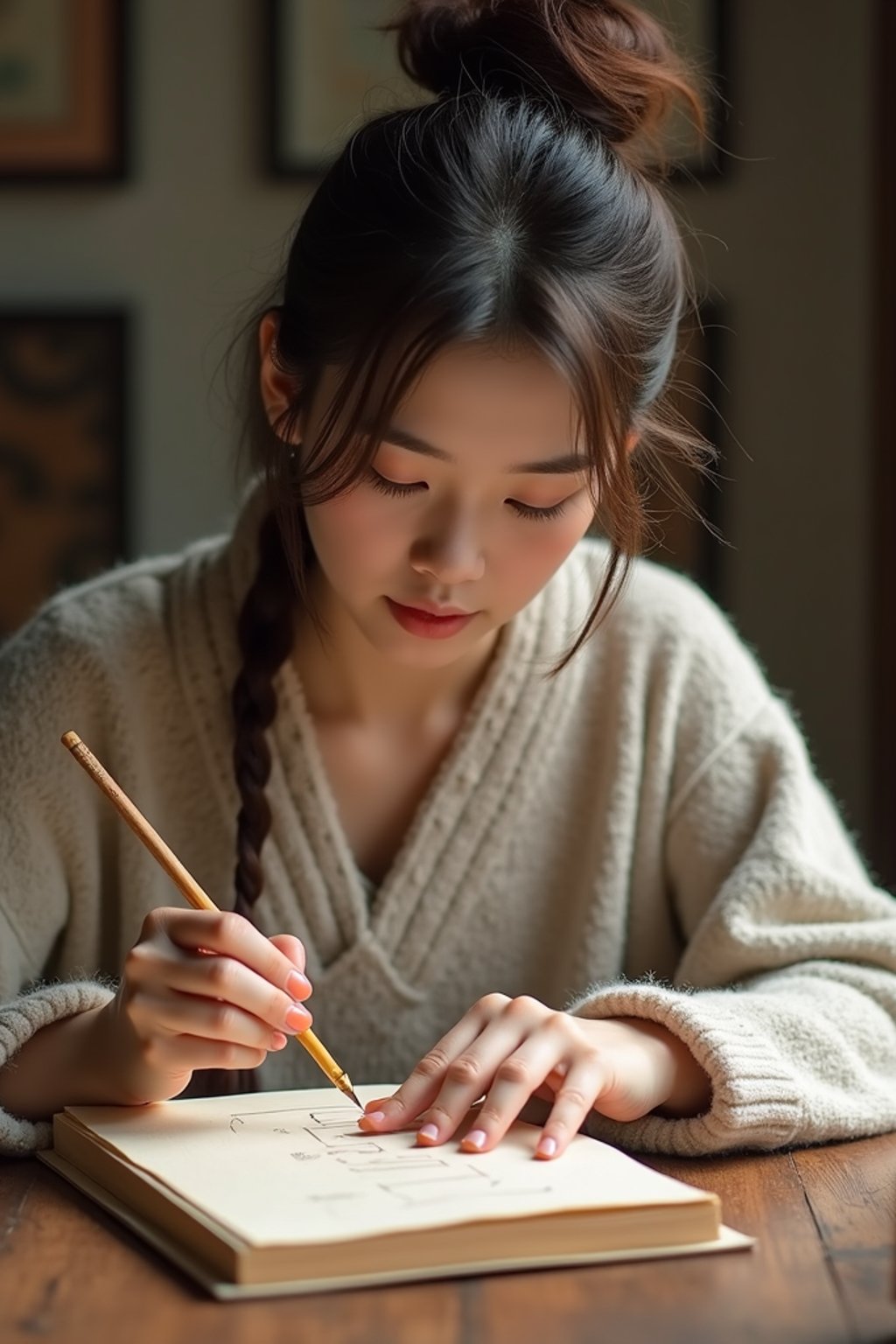 feminine woman engaging in a hobby or craft